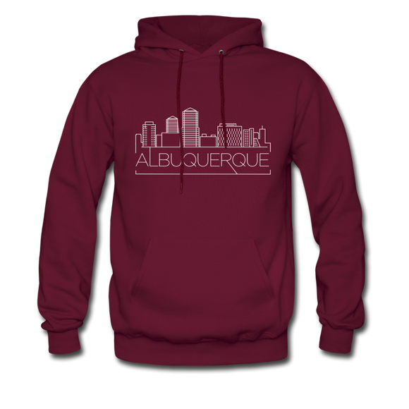 Albuquerque, New Mexico Hoodie - Skyline Albuquerque Crewneck Hooded Sweatshirt - burgundy