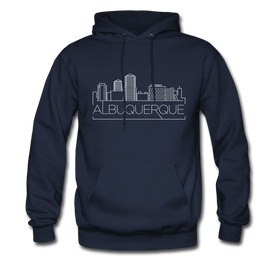 Albuquerque, New Mexico Hoodie - Skyline Albuquerque Crewneck Hooded Sweatshirt - navy