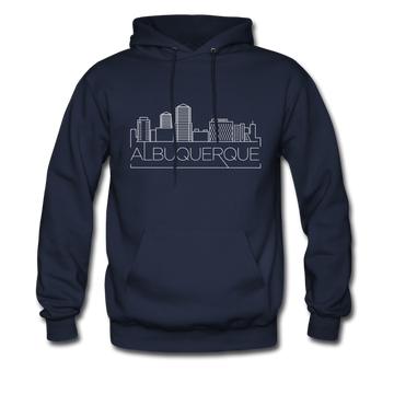 Albuquerque, New Mexico Hoodie - Skyline Albuquerque Crewneck Hooded Sweatshirt - navy