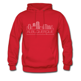 Albuquerque, New Mexico Hoodie - Skyline Albuquerque Crewneck Hooded Sweatshirt - red