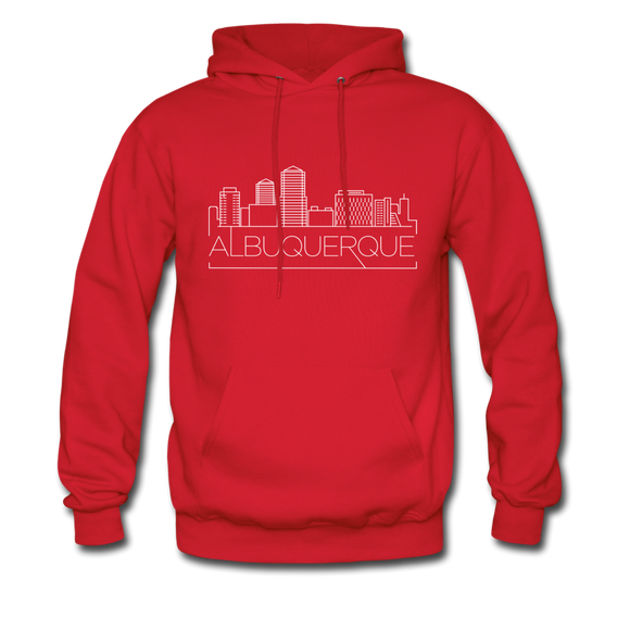 Albuquerque, New Mexico Hoodie - Skyline Albuquerque Crewneck Hooded Sweatshirt - red