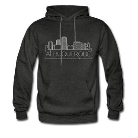 Albuquerque, New Mexico Hoodie - Skyline Albuquerque Crewneck Hooded Sweatshirt - charcoal gray