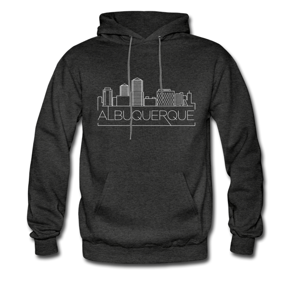 Albuquerque, New Mexico Hoodie - Skyline Albuquerque Crewneck Hooded Sweatshirt - charcoal gray