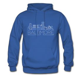 Baltimore, Maryland Hoodie - Skyline Baltimore Crewneck Hooded Sweatshirt - royal blue