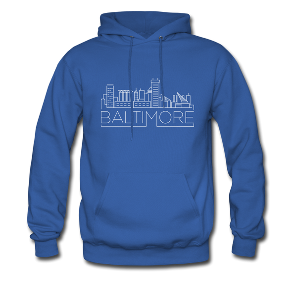 Baltimore, Maryland Hoodie - Skyline Baltimore Crewneck Hooded Sweatshirt - royal blue