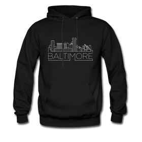 Baltimore, Maryland Hoodie - Skyline Baltimore Crewneck Hooded Sweatshirt - black