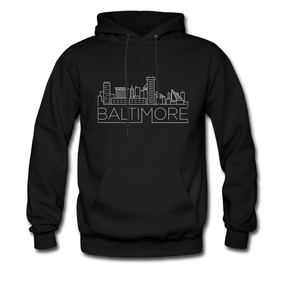Baltimore, Maryland Hoodie - Skyline Baltimore Crewneck Hooded Sweatshirt - black