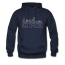 Baltimore, Maryland Hoodie - Skyline Baltimore Crewneck Hooded Sweatshirt - navy