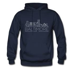 Baltimore, Maryland Hoodie - Skyline Baltimore Crewneck Hooded Sweatshirt - navy