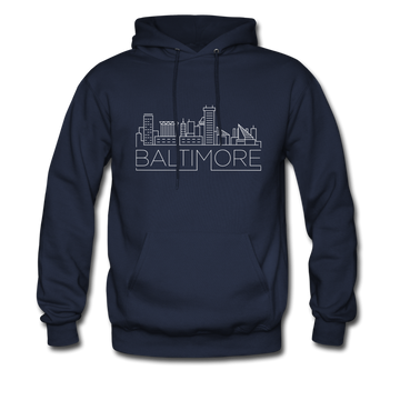Baltimore, Maryland Hoodie - Skyline Baltimore Crewneck Hooded Sweatshirt - navy