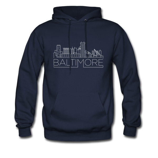 Baltimore, Maryland Hoodie - Skyline Baltimore Crewneck Hooded Sweatshirt - navy