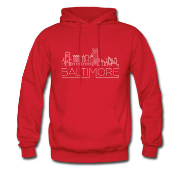 Baltimore, Maryland Hoodie - Skyline Baltimore Crewneck Hooded Sweatshirt - red
