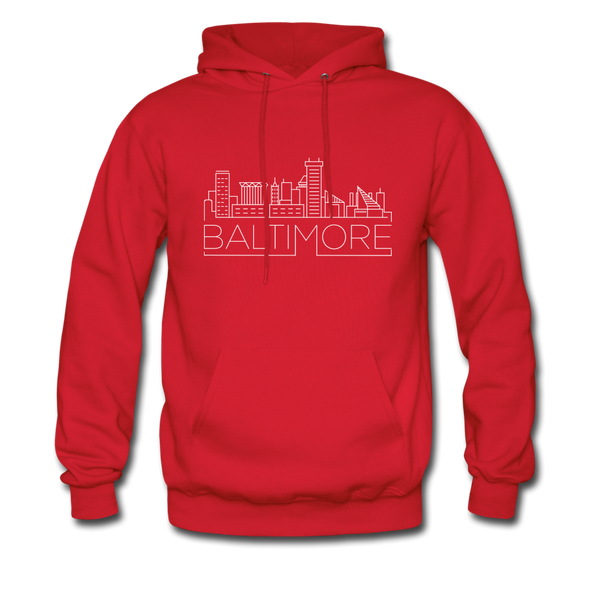 Baltimore, Maryland Hoodie - Skyline Baltimore Crewneck Hooded Sweatshirt - red