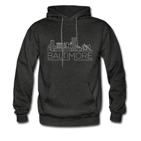 Baltimore, Maryland Hoodie - Skyline Baltimore Crewneck Hooded Sweatshirt - charcoal gray