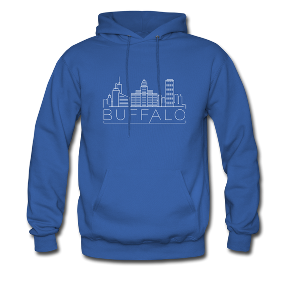 Buffalo, New York Hoodie - Skyline Buffalo Crewneck Hooded Sweatshirt - royal blue