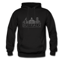 Buffalo, New York Hoodie - Skyline Buffalo Crewneck Hooded Sweatshirt - black