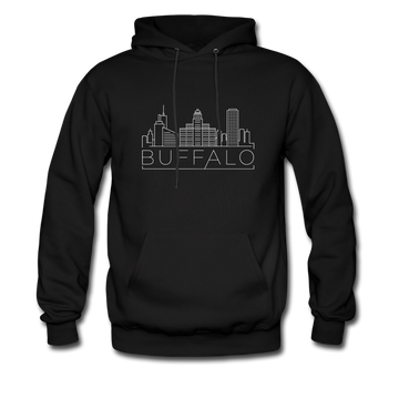 Buffalo, New York Hoodie - Skyline Buffalo Crewneck Hooded Sweatshirt - black