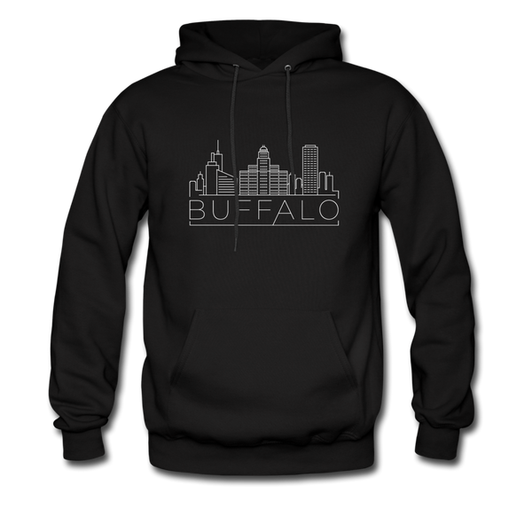 Buffalo, New York Hoodie - Skyline Buffalo Crewneck Hooded Sweatshirt - black