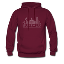 Buffalo, New York Hoodie - Skyline Buffalo Crewneck Hooded Sweatshirt - burgundy