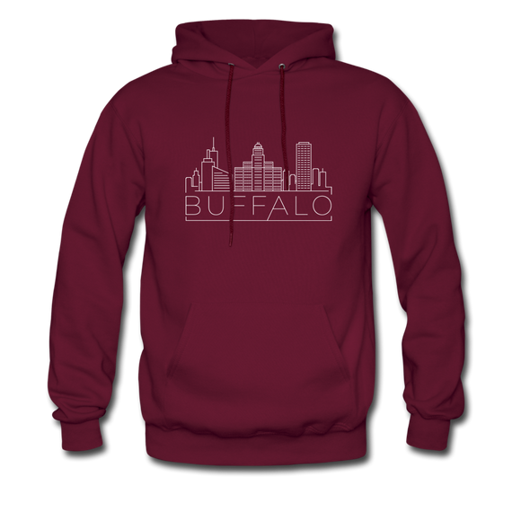 Buffalo, New York Hoodie - Skyline Buffalo Crewneck Hooded Sweatshirt - burgundy