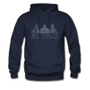 Buffalo, New York Hoodie - Skyline Buffalo Crewneck Hooded Sweatshirt - navy