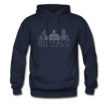 Buffalo, New York Hoodie - Skyline Buffalo Crewneck Hooded Sweatshirt - navy