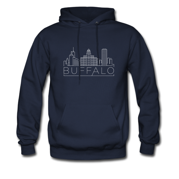 Buffalo, New York Hoodie - Skyline Buffalo Crewneck Hooded Sweatshirt - navy