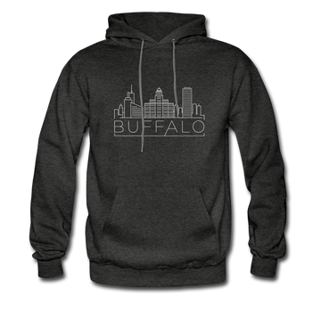 Buffalo, New York Hoodie - Skyline Buffalo Crewneck Hooded Sweatshirt - charcoal gray