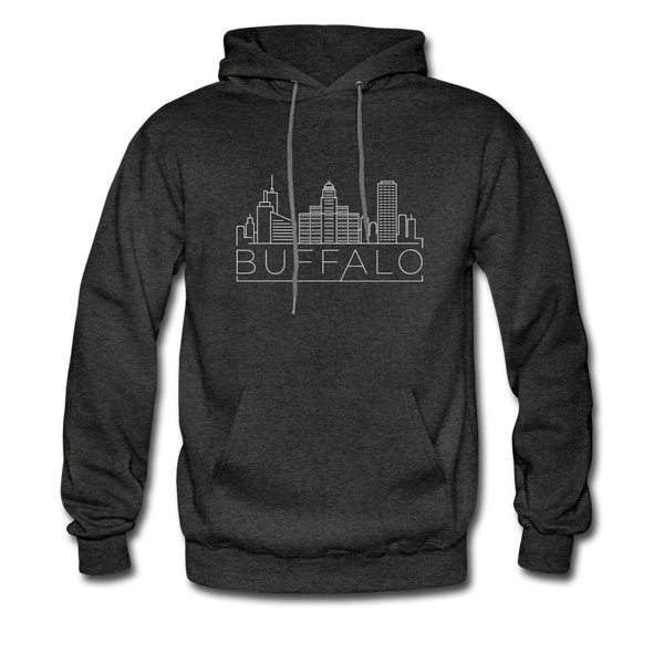 Buffalo, New York Hoodie - Skyline Buffalo Crewneck Hooded Sweatshirt - charcoal gray