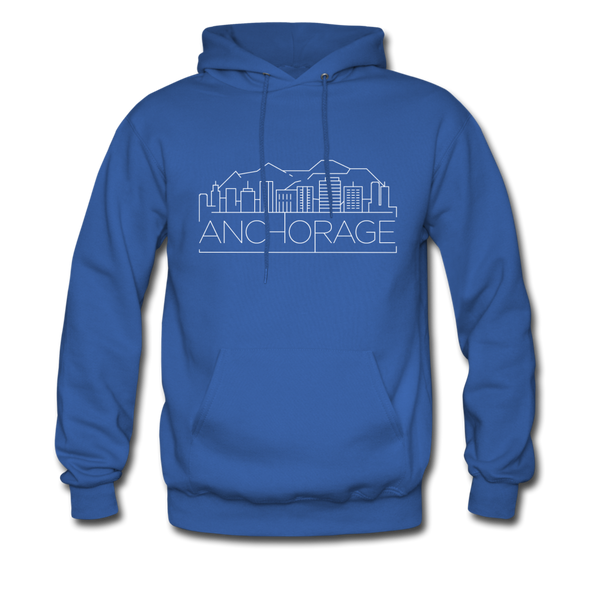 Anchorage, Alaska Hoodie - Skyline Anchorage Crewneck Hooded Sweatshirt - royal blue