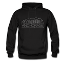 Anchorage, Alaska Hoodie - Skyline Anchorage Crewneck Hooded Sweatshirt - black