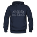 Anchorage, Alaska Hoodie - Skyline Anchorage Crewneck Hooded Sweatshirt - navy