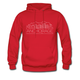 Anchorage, Alaska Hoodie - Skyline Anchorage Crewneck Hooded Sweatshirt - red