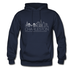 Charleston, South Carolina Hoodie - Skyline Charleston Crewneck Hooded Sweatshirt - navy
