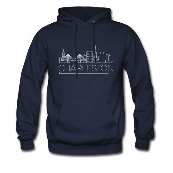 Charleston, South Carolina Hoodie - Skyline Charleston Crewneck Hooded Sweatshirt - navy