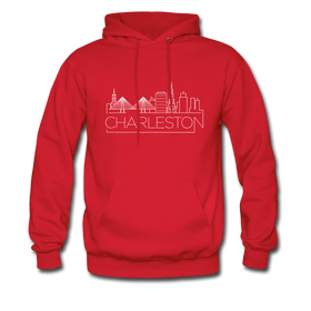 Charleston, South Carolina Hoodie - Skyline Charleston Crewneck Hooded Sweatshirt - red