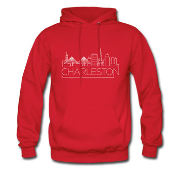 Charleston, South Carolina Hoodie - Skyline Charleston Crewneck Hooded Sweatshirt - red