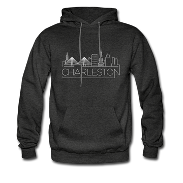 Charleston, South Carolina Hoodie - Skyline Charleston Crewneck Hooded Sweatshirt - charcoal gray