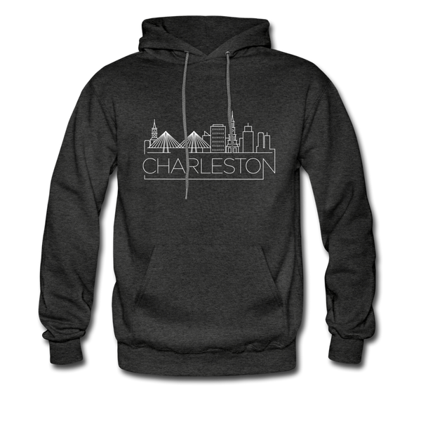 Charleston, South Carolina Hoodie - Skyline Charleston Crewneck Hooded Sweatshirt - charcoal gray