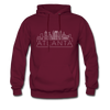 Atlanta, Georgia Hoodie - Skyline Atlanta Crewneck Hooded Sweatshirt - burgundy