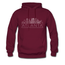 Atlanta, Georgia Hoodie - Skyline Atlanta Crewneck Hooded Sweatshirt - burgundy