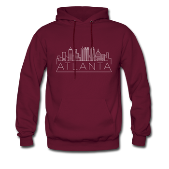 Atlanta, Georgia Hoodie - Skyline Atlanta Crewneck Hooded Sweatshirt - burgundy