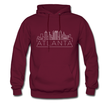 Atlanta, Georgia Hoodie - Skyline Atlanta Crewneck Hooded Sweatshirt - burgundy