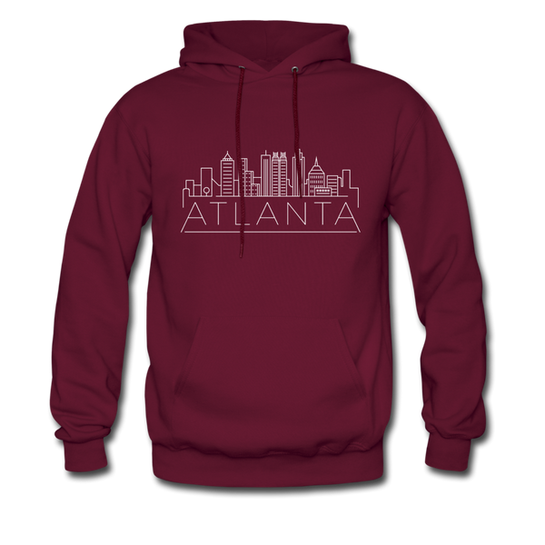 Atlanta, Georgia Hoodie - Skyline Atlanta Crewneck Hooded Sweatshirt - burgundy