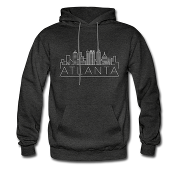 Atlanta, Georgia Hoodie - Skyline Atlanta Crewneck Hooded Sweatshirt - charcoal gray