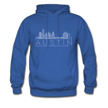 Austin, Texas Hoodie - Skyline Austin Crewneck Hooded Sweatshirt - royal blue