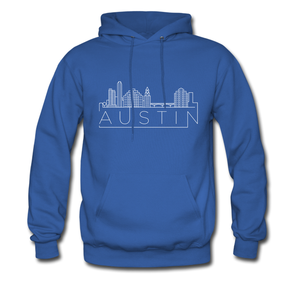 Austin, Texas Hoodie - Skyline Austin Crewneck Hooded Sweatshirt - royal blue