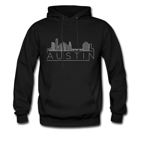 Austin, Texas Hoodie - Skyline Austin Crewneck Hooded Sweatshirt - black