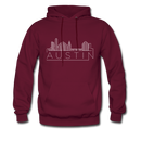 Austin, Texas Hoodie - Skyline Austin Crewneck Hooded Sweatshirt - burgundy