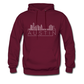 Austin, Texas Hoodie - Skyline Austin Crewneck Hooded Sweatshirt - burgundy